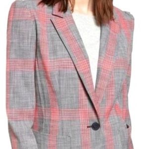Halogen plaid blazer with slight puff sleeve. XL. Great condition